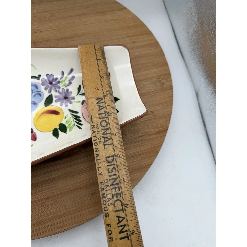 Vintage Stangl Fruit and‎ Flowers Pattern Curved Fruit Dish MCM